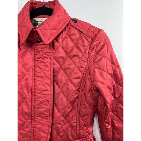 BURBERRY Red & Beige Check Diamond Quilted Nova Check Utility Jacket Size XS - Picture 4 of 16